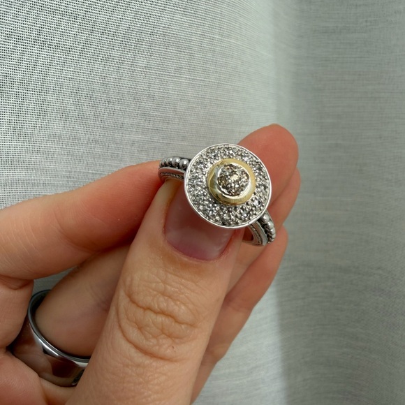 18k Gold and 925 Sterling Silver Diamond Ring